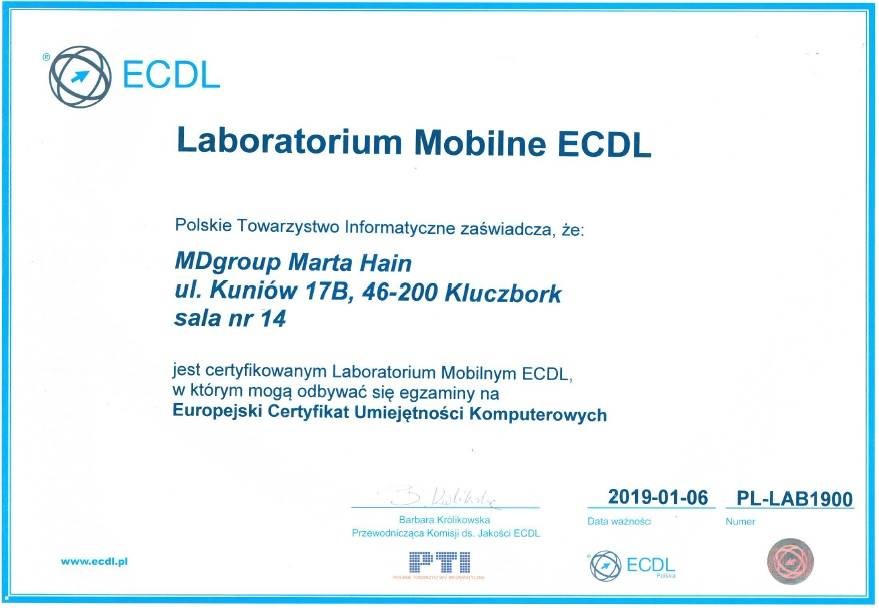 Certyfikat Ecdl 800x566